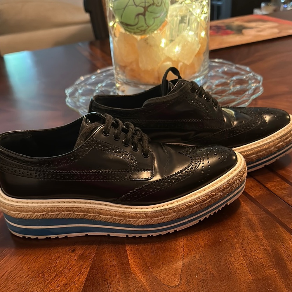 Prada Women’s Leather Platform Brogue Derby Shoes